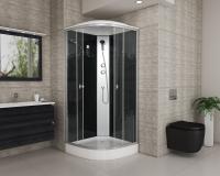 Душевая кабина с крышей Niagara Eco NG-4501-14 четверть круга  90x90 стекла прозрачные с узором, профиль матовый хром