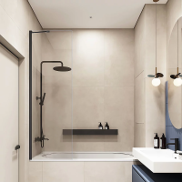 Шторка для ванны Veconi Palau PL84B-80-01-C7 80 см, стекла прозрачные, профиль черный