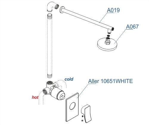 Душевая система со смесителем Wasserkraft  A12667WHITE монтаж встраиваемая в стену без термостата белый/хром
