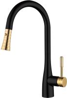 Смеситель для кухни D&K Rhein DA1462517A без подключения к фильтру черный/золото