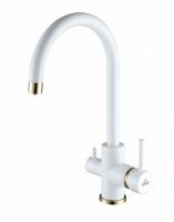 Смеситель для кухни Paulmark Essen Es213211-431BR с подключением к фильтру белый/бронза