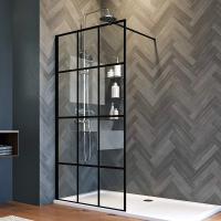 Душевая перегородка Veconi Korato KR80-90-01-C8 90 см, стекла прозрачные, профиль черный матовый