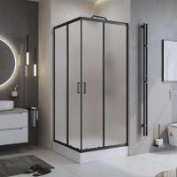 Душевой угол BelBagno Uno UNO-195-A-2-90-P-NERO квадратный 90x90 стекла рифленые, профиль черный