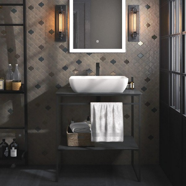 Консоль под столешницу напольная Kerama Marazzi  PL.N.80.01/BLK.M 80 см цвет черный матовый