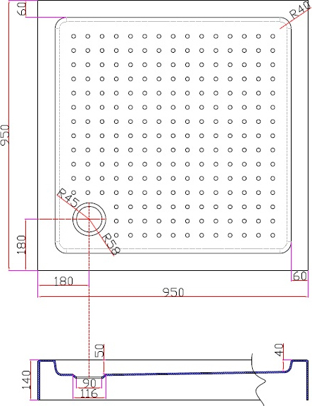 Душевой поддон низкий Cezares Tray TRAY-A-A-95-15-W квадратный акрил 95x95 белый