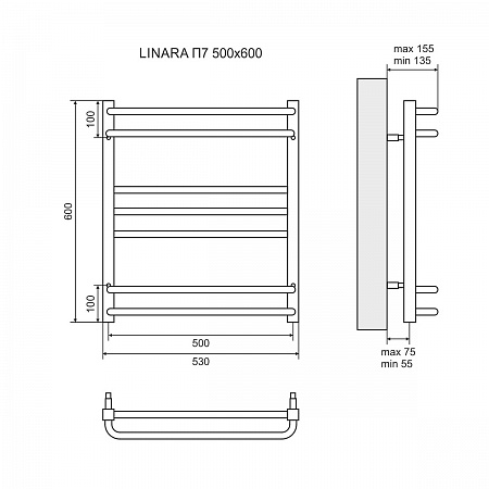 Полотенцесушитель водяной Lemark Linara П7  50x60 LM04607 хром