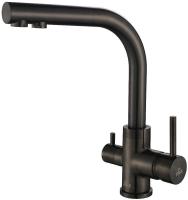 Смеситель для кухни Paulmark Essen Es213011-GM с подключением к фильтру воронёная сталь