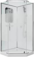 Душевая кабина без крыши Grossman  GR170D пятиугольная  100x100 стекла прозрачные с узором, профиль хром