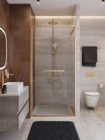 Душевая дверь складная Cezares Lux LUX-B-FS-1-90-C-BORO 90 см стекла прозрачные профиль брашированное золото