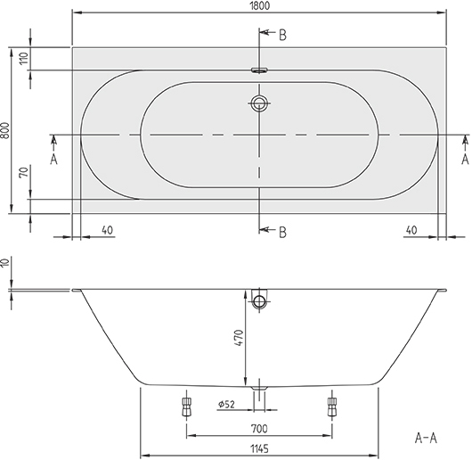 Композитные ванны Villeroy & Boch Oberon 2.0 UBQ180OBR2DV-01 180x80