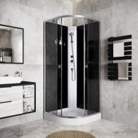Душевая кабина без крыши Niagara Eco E90/13/TN/BK четверть круга  90x90 стекла тонированные, профиль матовый хром