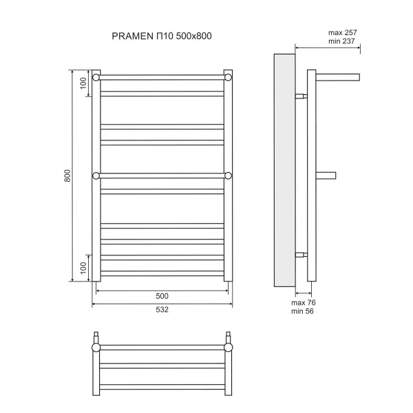 Полотенцесушитель электрический Lemark Pramen П10  50x80 LM33810E L хром