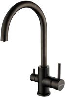 Смеситель для кухни Paulmark Essen Es213211-GM с подключением к фильтру воронёная сталь