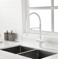 Смеситель для кухни Paulmark Gravity Gr213888-WH с подключением к фильтру белый матовый