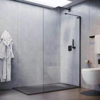 Душевая перегородка Veconi Korato KR77B-90-01-C8 90 см, стекла прозрачные, профиль черный матовый