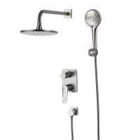 Душевая система со смесителем Lemark Bronx LM3729GM монтаж встраиваемая в стену без термостата графит