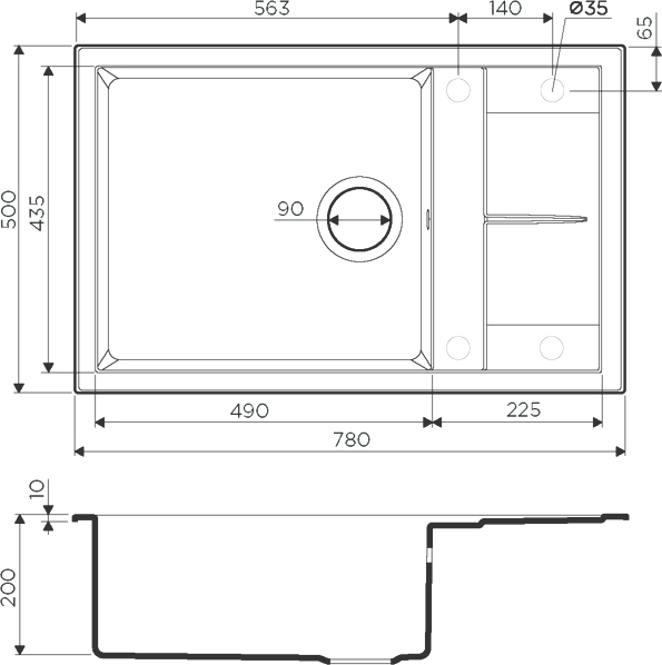 Кухонная мойка прямоугольная Omoikiri Sumi 4993721 встраиваемая сверху бежевый
