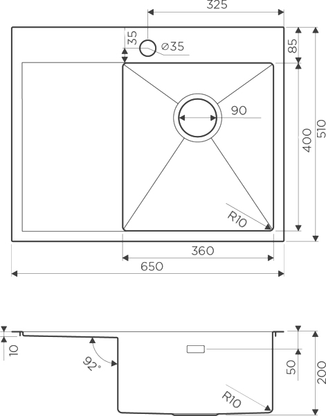 Кухонная мойка прямоугольная Omoikiri Akisame 4973084 встраиваемая сверху интегрированная золото