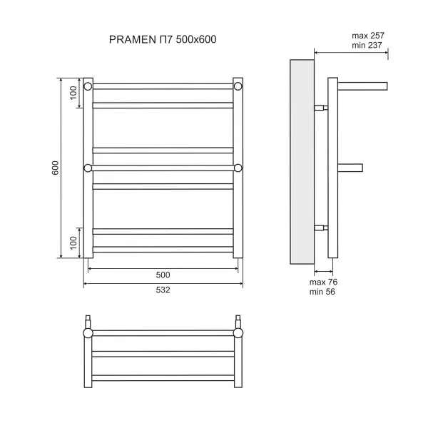 Полотенцесушитель электрический Lemark Pramen П7  50x60 LM33607E L хром
