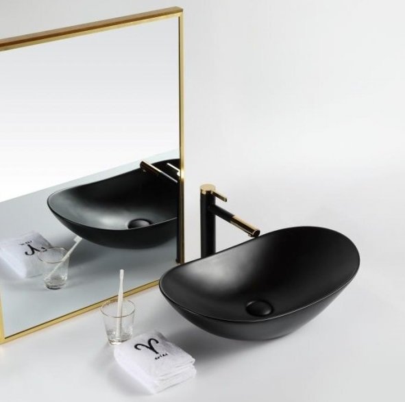 Раковина накладная овальная BelBagno  BB1404-H301 фаянс цвет черный матовый