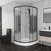 Душевой угол Niagara Eco NG-007-14BLACK 90x90 стекла прозрачные с узором, профиль черный