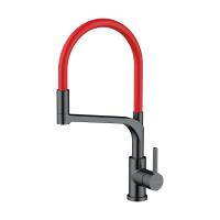 Смеситель для кухни Omoikiri Sinto 2 Plus 4994467 с подключением к фильтру вороненая сталь/красный