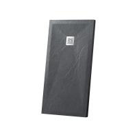 Душевой поддон низкий Vincea VST-4SR VST-4SR8010A прямоугольный литьевой мрамор 100x80 темно-серый матовый