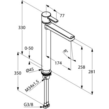 Смеситель для раковины Kludi Zenta 382570575 хром