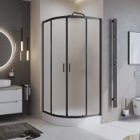 Душевой угол BelBagno Uno UNO-195-R-2-90-P-NERO четверть круга 90x90 стекла рифленые, профиль черный