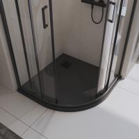 Душевой поддон низкий BelBagno Uno TRAY-MR-UNO-R-90-550-35-NERO-NO четверть круга литьевой мрамор 90x90 черный матовый