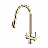 Смеситель для кухни Paulmark Lange La214212-SBG с подключением к фильтру светлое брашированное золото