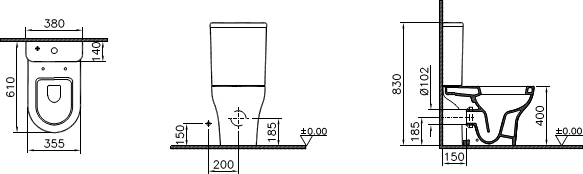 Унитаз напольный VitrA Zentrum 9012B003-7204 