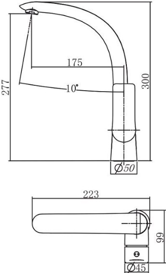 Смеситель для кухни Aquanet Arctic AF520-41СW без подключения к фильтру белый/хром