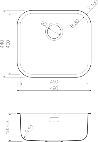 Кухонная мойка прямоугольная Omoikiri Omi 4993073 встраиваемая снизу встраиваемая сверху сталь