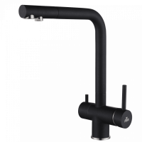 Смеситель для кухни Paulmark Skalen Sk213020-418 с подключением к фильтру чёрный металлик