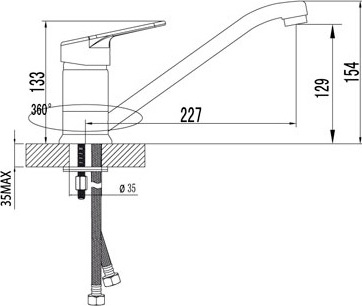 Смеситель для кухни Lemark Luna LM4104C без подключения к фильтру хром