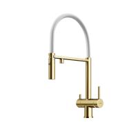 Смеситель для кухни Sancos Imola SC4010BG с подключением к фильтру брашированное золото/белый