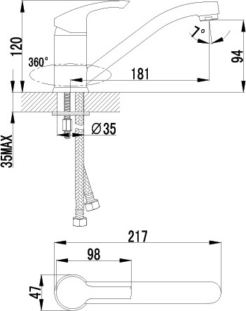 Смеситель для кухни Lemark Plus Strike LM1104C без подключения к фильтру хром