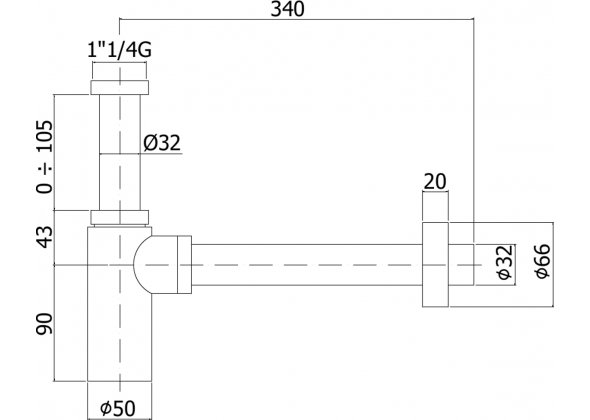 Сифон для раковины Paffoni Minimal ZACC240ST латунь steel looking