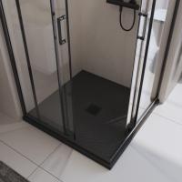 Душевой поддон низкий BelBagno Uno TRAY-MR-UNO-A-90-35-NERO-NO квадратный литьевой мрамор 90x90 черный матовый