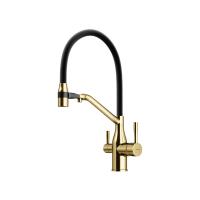 Смеситель для кухни Sancos Orta SC4008BG с подключением к фильтру брашированное золото/черный