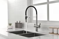 Смеситель для кухни Paulmark Gravity Gr213888-BS с подключением к фильтру нержавеющая сталь