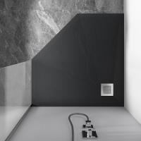 Душевой поддон низкий Vincea VST-4SP VST-4SP1010A пятиугольный литьевой мрамор 100x100 темно-серый матовый