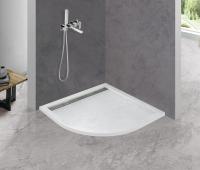 Душевой поддон низкий Cezares Tray TRAY-AS-R-80-30-W четверть круга литьевой мрамор 80x80 белый сифон приобретается отдельно