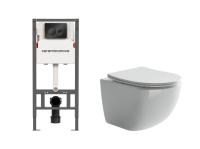 Комплект инсталляции с подвесным унитазом Ceramica Nova Forma CN3009_121001MB крышка-сиденье в комплекте быстросъемное с микролифтом, клавиша смыва в комплекте черная матовая