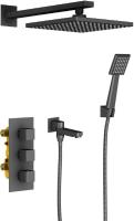 Душевая система со смесителем Timo Tetra-Thermo SX-0199/03SM монтаж встраиваемая в стену с термостатом черный