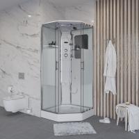 Душевая кабина с крышей Niagara Ultra NG-306-01 пятиугольная  90x90 стекла прозрачные с узором, профиль хром