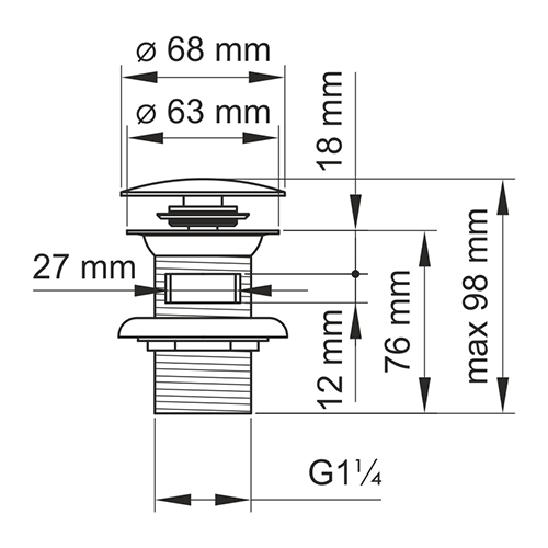 Донный клапан Wasserkraft Elbe A080, латунь, латунь, латунь
