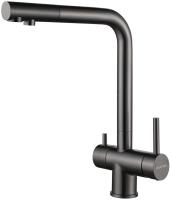 Смеситель для кухни Paulmark Skalen Sk213020-GM с подключением к фильтру воронёная сталь