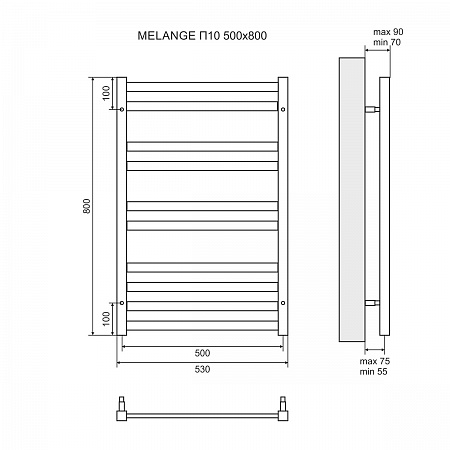 Полотенцесушитель водяной Lemark Melange П10  50x80 LM49810W белый матовый